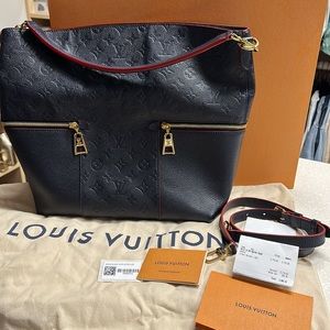 AUTHENTIC Retired Louis Vuitton Navy and Red Meile Purse.